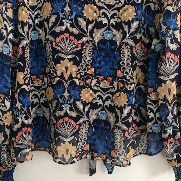 INC blouse Floral Print  Brit top smocked plus size buttons up front tie - Picture 9 of 15